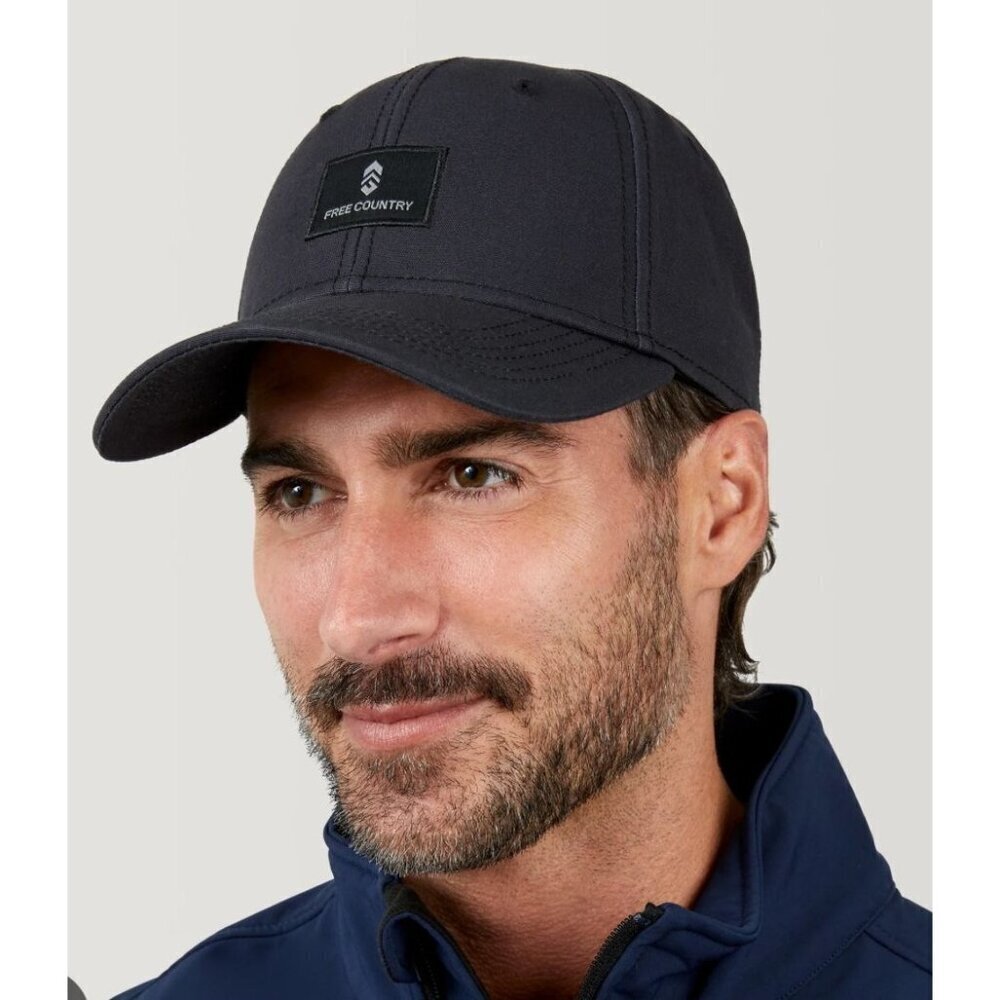Free Country Black Adjustable Recycled Baseball Cap With Logo Patch